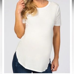 Maternity- Pinkblush Ribbed Round Hem Maternity Top